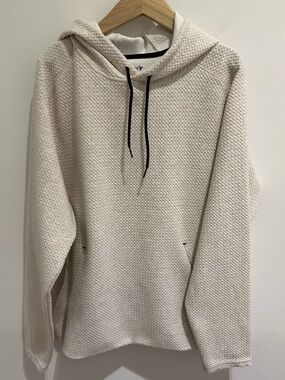 Old Navy Cream Textured Hoodie Sweater with Black Drawstrings L